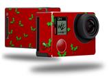 Christmas Holly Leaves on Red - Decal Style Skin fits GoPro Hero 4 Black Camera (GOPRO SOLD SEPARATELY)
