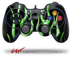 Metal Flames Green - Decal Style Skin fits Logitech F310 Gamepad Controller (CONTROLLER NOT INCLUDED)