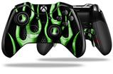 Metal Flames Green - Decal Style Skin fits Microsoft XBOX One ELITE Wireless Controller (CONTROLLER NOT INCLUDED)