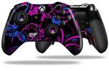Twisted Garden Hot Pink and Blue - Decal Style Skin fits Microsoft XBOX One ELITE Wireless Controller (CONTROLLER NOT INCLUDED)