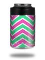 Skin Decal Wrap for Yeti Colster, Ozark Trail and RTIC Can Coolers - Zig Zag Teal Green and Pink (COOLER NOT INCLUDED)