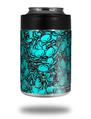 Skin Decal Wrap for Yeti Colster, Ozark Trail and RTIC Can Coolers - Scattered Skulls Neon Teal (COOLER NOT INCLUDED)