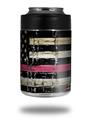 Skin Decal Wrap for Yeti Colster, Ozark Trail and RTIC Can Coolers - Painted Faded and Cracked Pink Line USA American Flag (COOLER NOT INCLUDED)