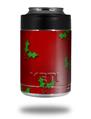 Skin Decal Wrap for Yeti Colster, Ozark Trail and RTIC Can Coolers - Christmas Holly Leaves on Red (COOLER NOT INCLUDED)