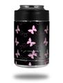 Skin Decal Wrap for Yeti Colster, Ozark Trail and RTIC Can Coolers - Pastel Butterflies Pink on Black (COOLER NOT INCLUDED)