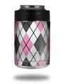 Skin Decal Wrap for Yeti Colster, Ozark Trail and RTIC Can Coolers - Argyle Pink and Gray (COOLER NOT INCLUDED)