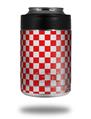 Skin Decal Wrap for Yeti Colster, Ozark Trail and RTIC Can Coolers - Checkered Canvas Red and White (COOLER NOT INCLUDED)