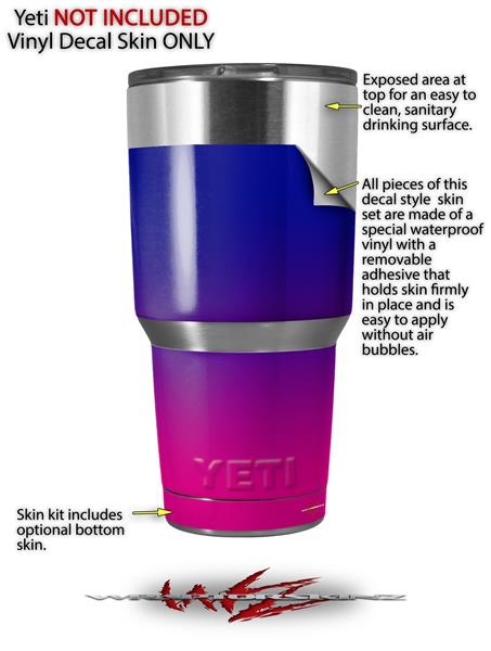 Skin Decal Wrap for Yeti Tumbler Rambler 30 oz Smooth Fades White Hot Pink  ( 30oz TUMBLER NOT INCLUDED ) 