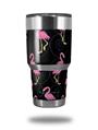 Skin Decal Wrap for Yeti Tumbler Rambler 30 oz Flamingos on Black (TUMBLER NOT INCLUDED)