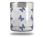 Skin Decal Wrap for Yeti Rambler Lowball - Pastel Butterflies Blue on White (CUP NOT INCLUDED)