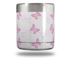 Skin Decal Wrap for Yeti Rambler Lowball - Pastel Butterflies Pink on White (CUP NOT INCLUDED)