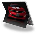 Decal Style Vinyl Skin for Microsoft Surface Pro 4 - 2010 Chevy Camaro Jeweled Red - White Stripes on Black -  (SURFACE NOT INCLUDED)
