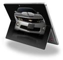 Decal Style Vinyl Skin for Microsoft Surface Pro 4 - 2010 Chevy Camaro Silver - White Stripes on Black -  (SURFACE NOT INCLUDED)