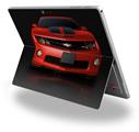 Decal Style Vinyl Skin for Microsoft Surface Pro 4 - 2010 Chevy Camaro Victory Red - Black Stripes on Black -  (SURFACE NOT INCLUDED)