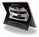 Decal Style Vinyl Skin for Microsoft Surface Pro 4 - 2010 Chevy Camaro White - Orange Stripes on Black -  (SURFACE NOT INCLUDED)
