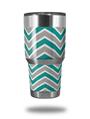 WraptorSkinz Skin Wrap compatible with RTIC 30oz ORIGINAL 2017 AND OLDER Tumblers Zig Zag Teal and Gray (TUMBLER NOT INCLUDED)