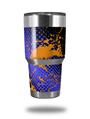WraptorSkinz Skin Wrap compatible with RTIC 30oz ORIGINAL 2017 AND OLDER Tumblers Halftone Splatter Orange Blue (TUMBLER NOT INCLUDED)