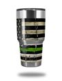 WraptorSkinz Skin Wrap compatible with RTIC 30oz ORIGINAL 2017 AND OLDER Tumblers Painted Faded and Cracked Green Line USA American Flag (TUMBLER NOT INCLUDED)