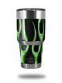 WraptorSkinz Skin Wrap compatible with RTIC 30oz ORIGINAL 2017 AND OLDER Tumblers Metal Flames Green (TUMBLER NOT INCLUDED)
