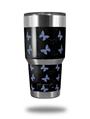 WraptorSkinz Skin Wrap compatible with RTIC 30oz ORIGINAL 2017 AND OLDER Tumblers Pastel Butterflies Blue on Black (TUMBLER NOT INCLUDED)