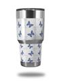 WraptorSkinz Skin Wrap compatible with RTIC 30oz ORIGINAL 2017 AND OLDER Tumblers Pastel Butterflies Blue on White (TUMBLER NOT INCLUDED)