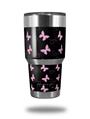 WraptorSkinz Skin Wrap compatible with RTIC 30oz ORIGINAL 2017 AND OLDER Tumblers Pastel Butterflies Pink on Black (TUMBLER NOT INCLUDED)